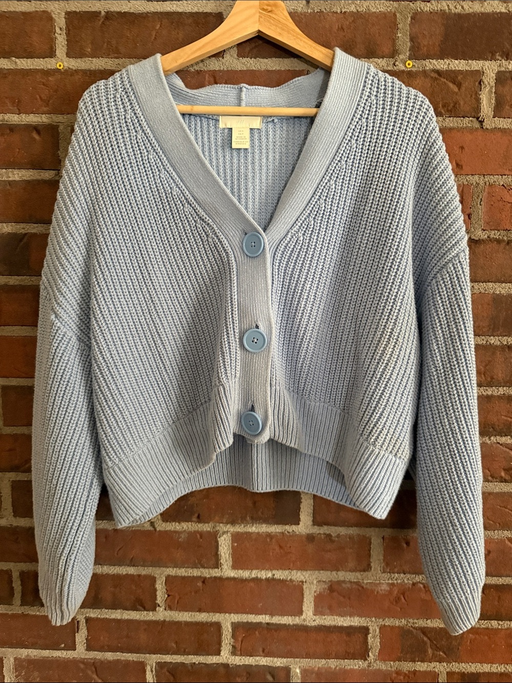 H&M Pale Blue Chunky V-Neck Button Cardigan